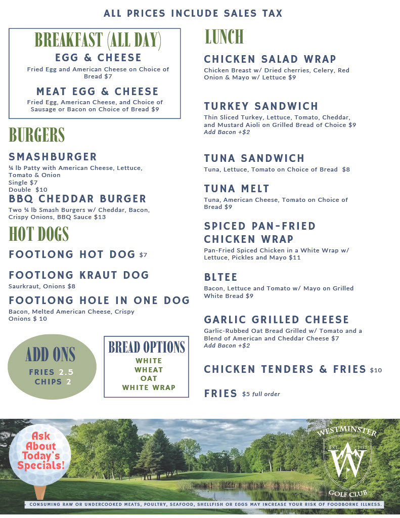 Download Golf Club Menu